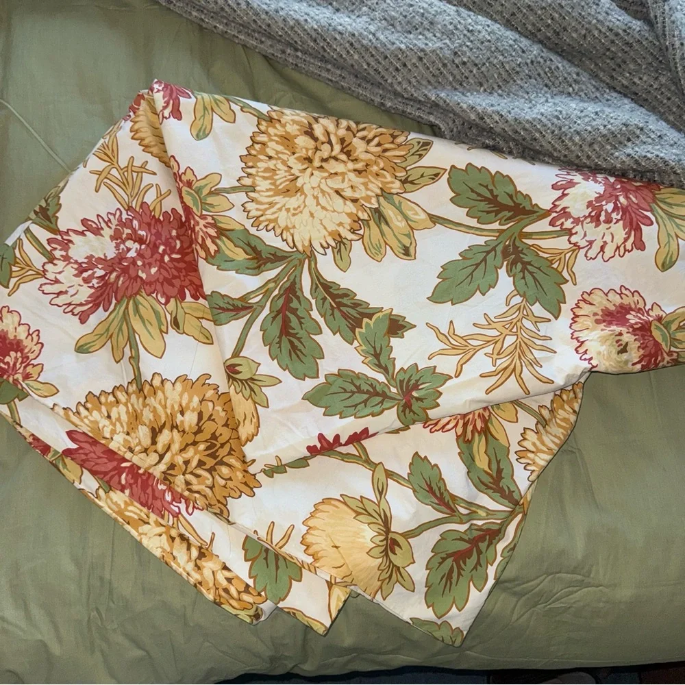New Pottery Barn Twin Duvet Cover Floral Mums Organic Cotton
